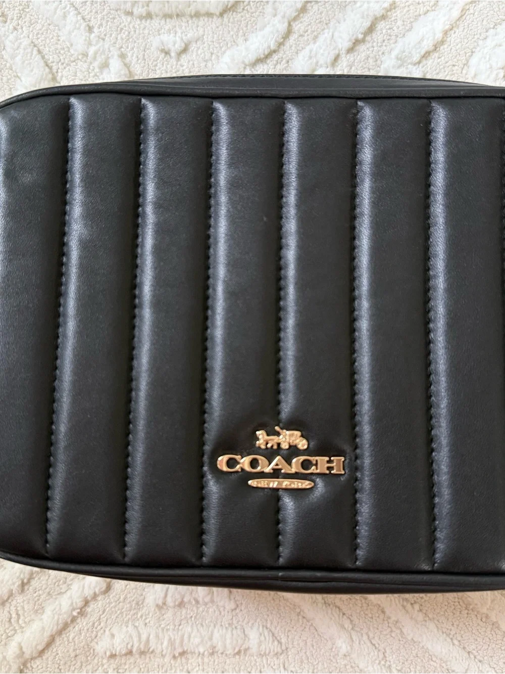 COACH Black Quilted Crossbody Bag with Gold Hardware